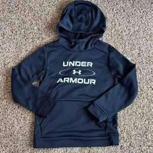 Under Armour Boys Black and White Logo Pullover Hoodie Size Medium